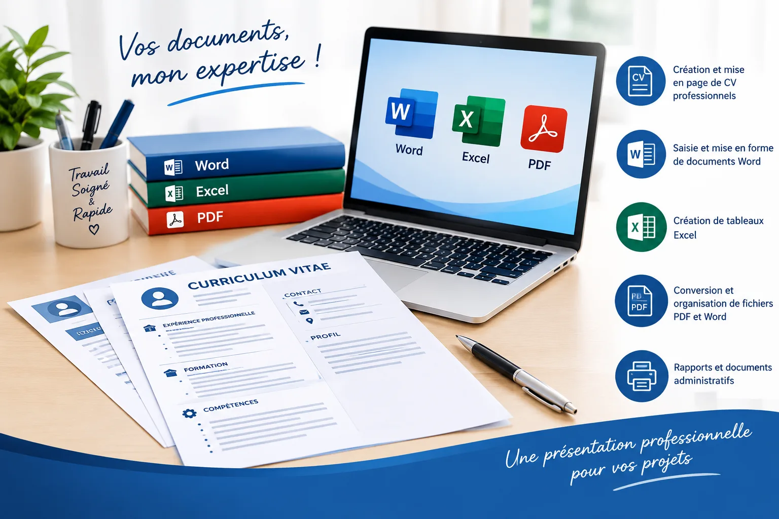 Je Créé de CV professionnels et mise en page Word