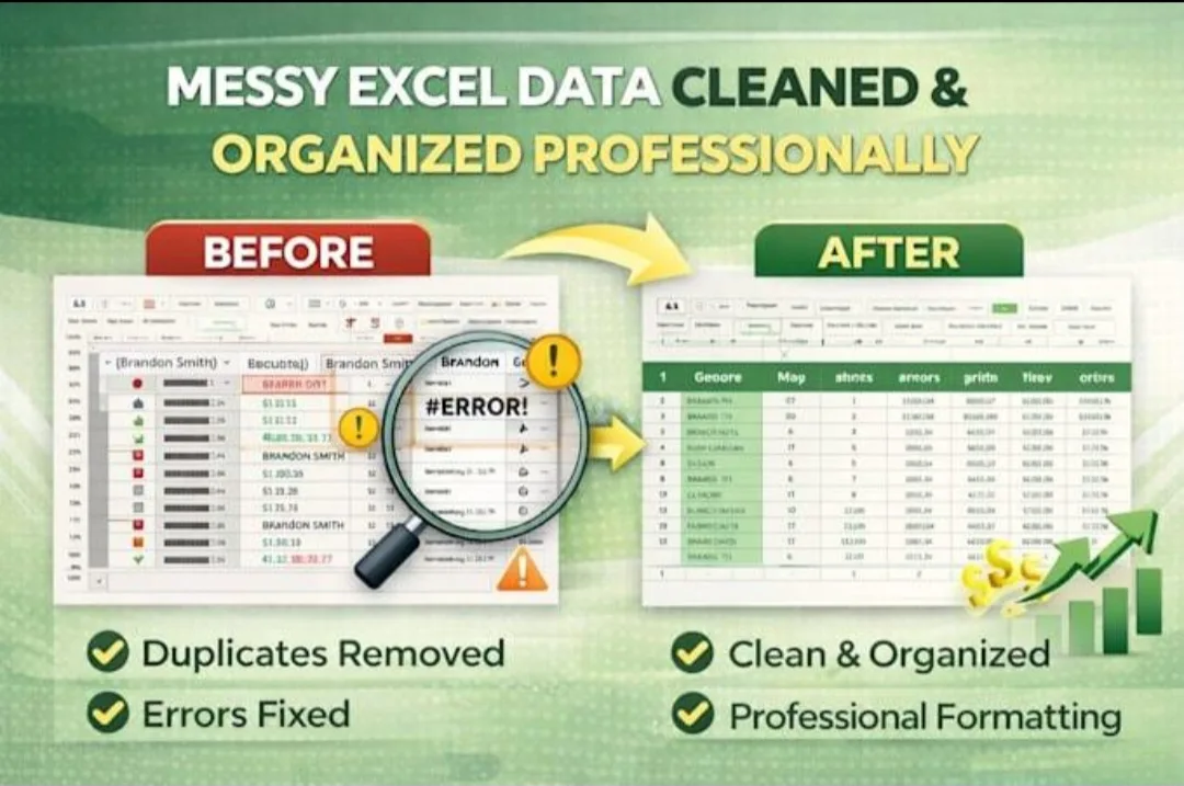 📊 بياناتك فوضوية؟ سأحوّلها إلى جدول Excel نظيف ومرتب