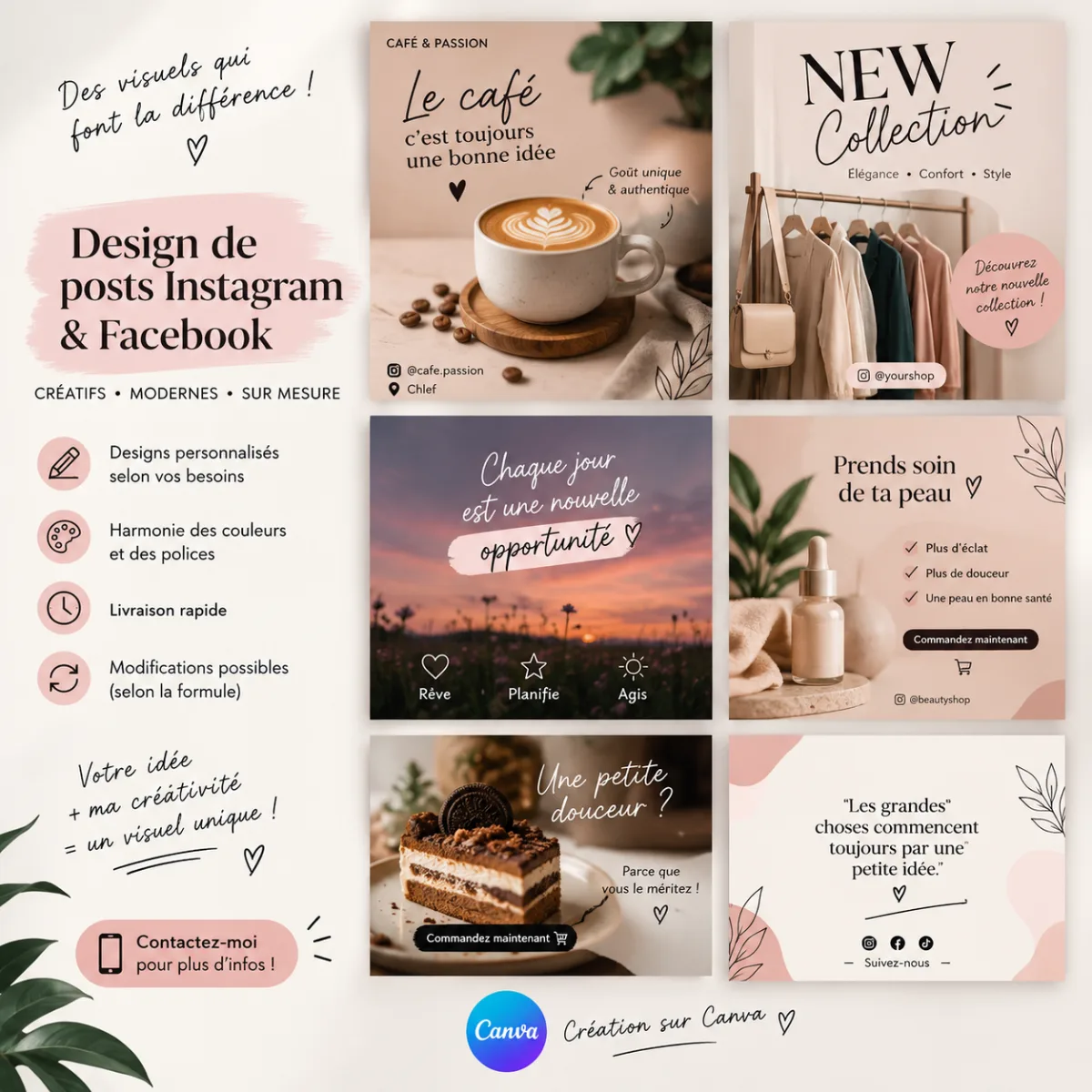 تصميم منشورات احترافية لصفحات Instagram وFacebook