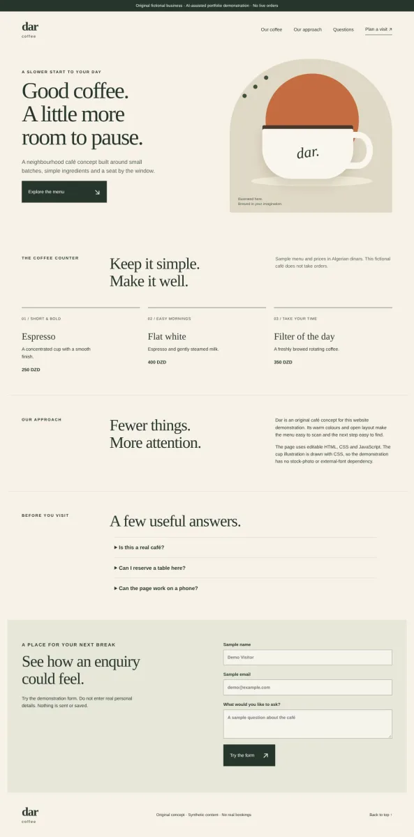 Dar Coffee — page vitrine responsive